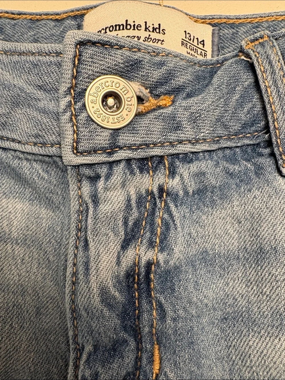 Abercrombie & Fitch Light Blue Distressed Jean Shorts